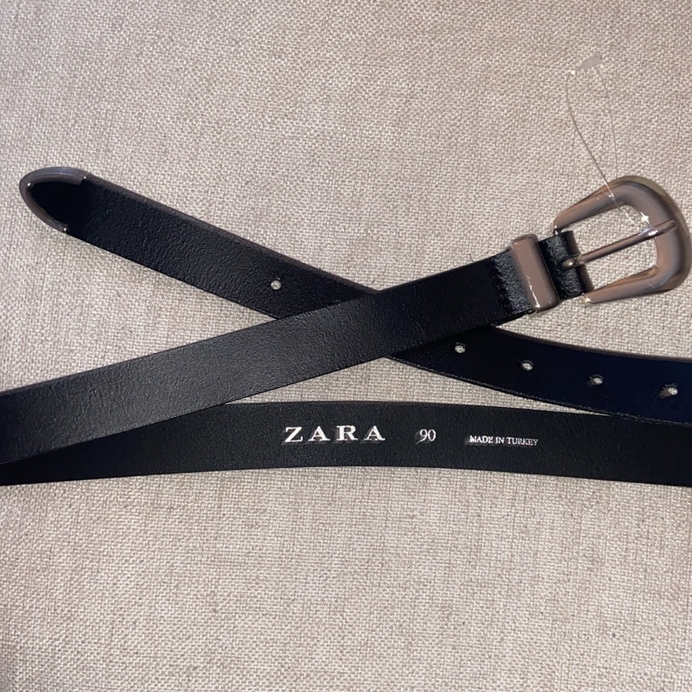 Zara Black Belt with silver hardware